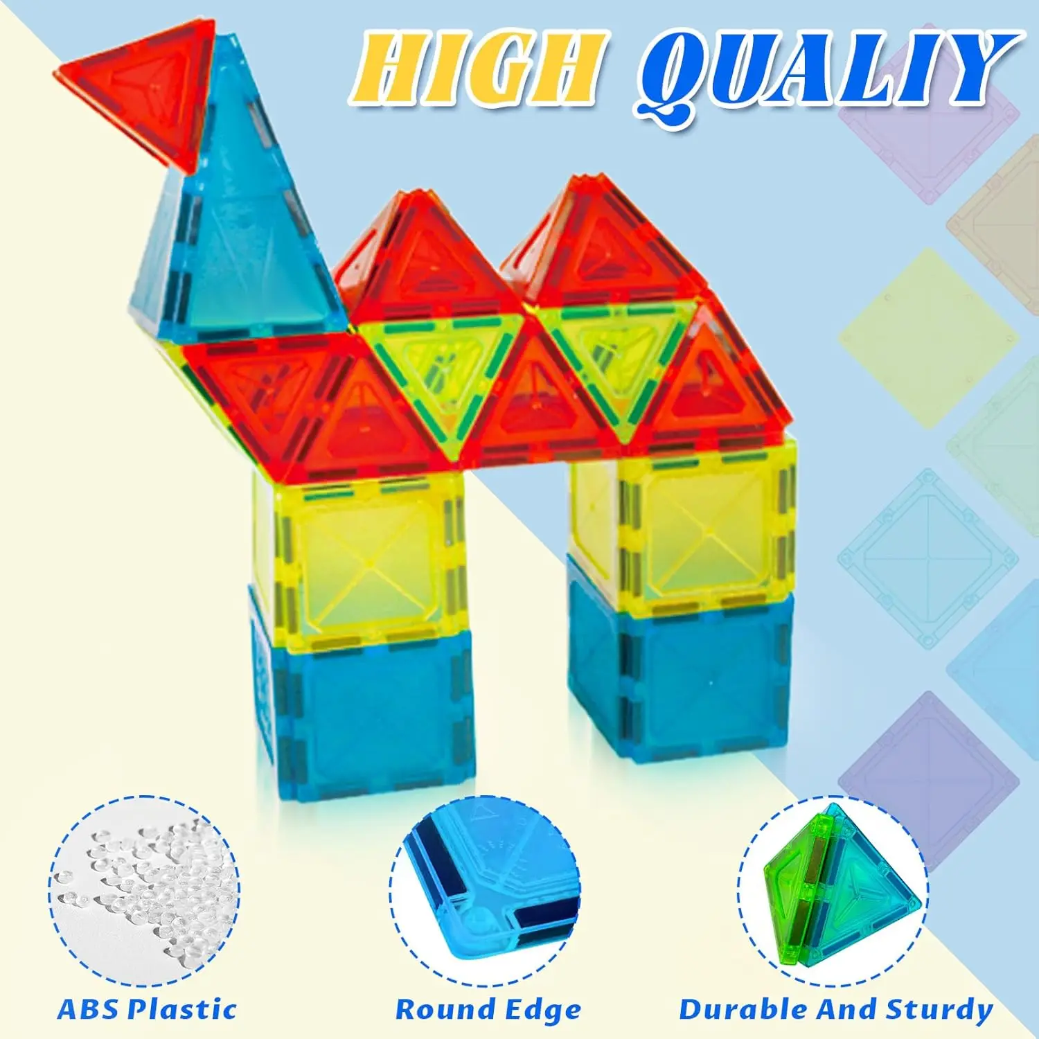 3+ magnetische tegels voor kinderen, 150 stuks educatief STEM-speelgoed, niet-giftige pure kleurconstructieset voor jongens en meisjes