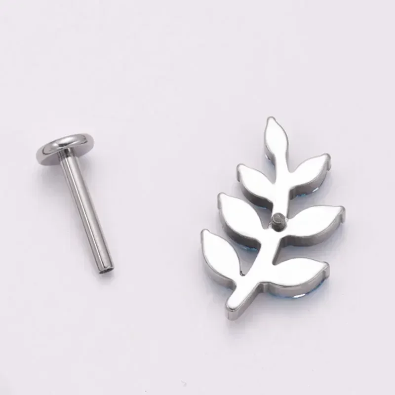 ASTM F136 التيتانيوم 16 جرام ماركيز تشيكوسلوفاكيا يترك على شكل الغضروف اللولب محارة الفص الأذن ثقب شقة الظهر القرط ثقب مجوهرات للجسم