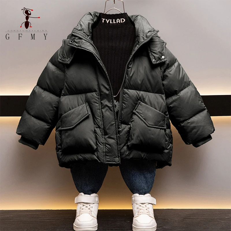 Boys\' Winter Cotton Clothes 2023 New Children\'s Big Kids\' Winter Thickene Warm Down Cotton Jacket Children\'s Bread Clothes Coat