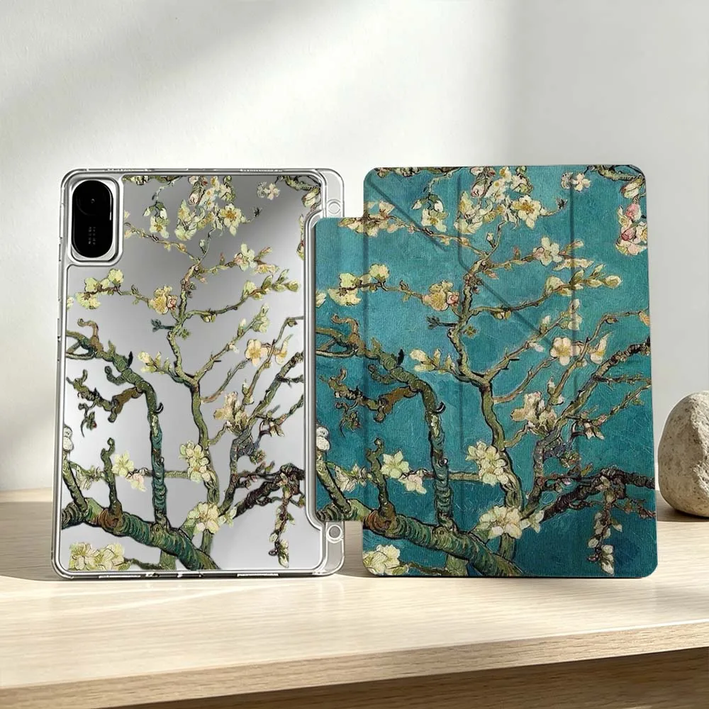 

Art Apricot Blossom Pattern For Xiaomi Mi Pad 8 7 6 5 Pro Redmi Pad SE 2 Poco Pad Foldable 3Y Tablet Case Soft