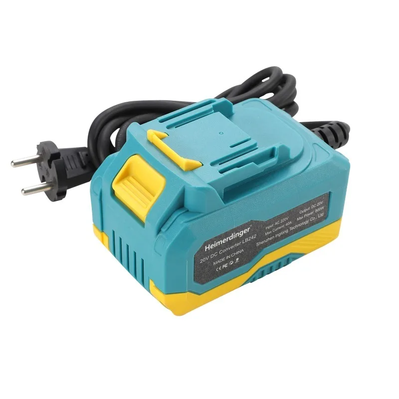 Heimerdinger 220V AC to 18V DC converter for 20V Cordless Tools - Smart Protection, EU Plug, Non-Slip Design