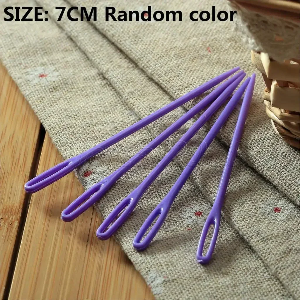 Large Eye Color Random 7cm Long Plastic Darning Needles Embroidery Tapestry Needles Stitchery Needles Wool Sewing Knit Crafts*5