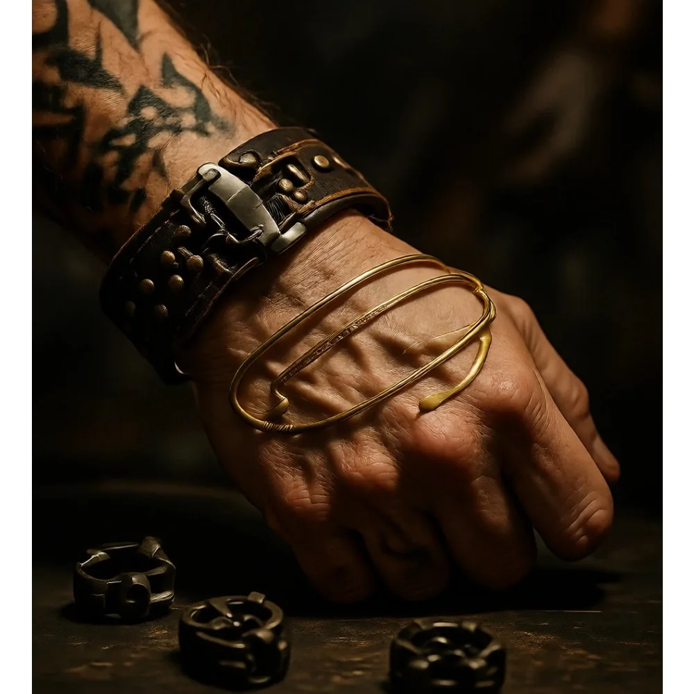 

Набор из 6 золотых браслетов-манжет на предплечье, регулируемые, для женщин