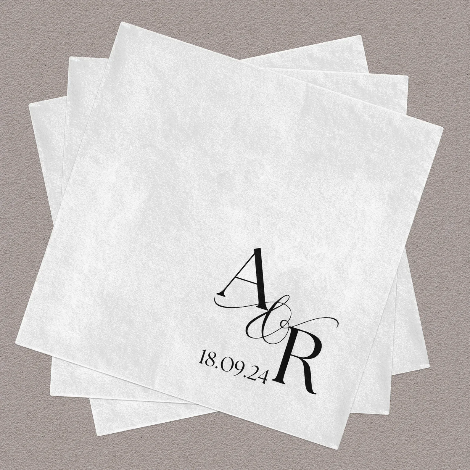 50pcs Custom Modern Monogram Printed Wedding Napkins Simple Black and White Initial Cocktail Napkins for Wedding Reception  Bulk