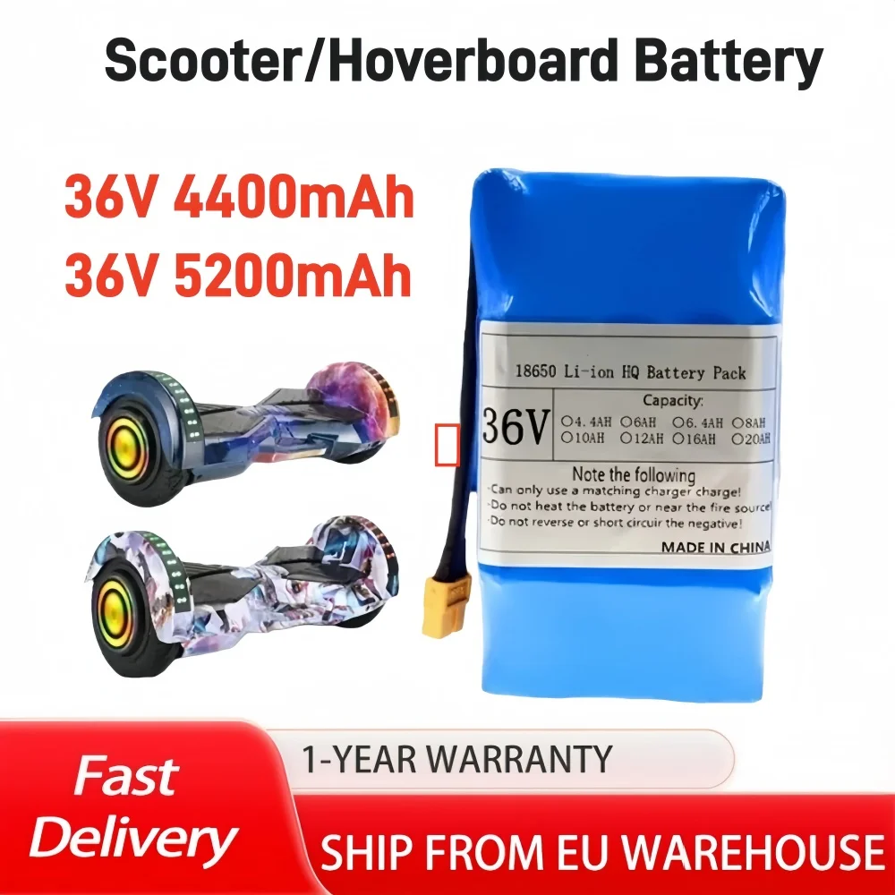 Neues Upgrade 36V 4400mAh 10s2p Lithium-Akku, geeignet für elektrische selbstbalancierende Roller, Hoverboards und Einräder.