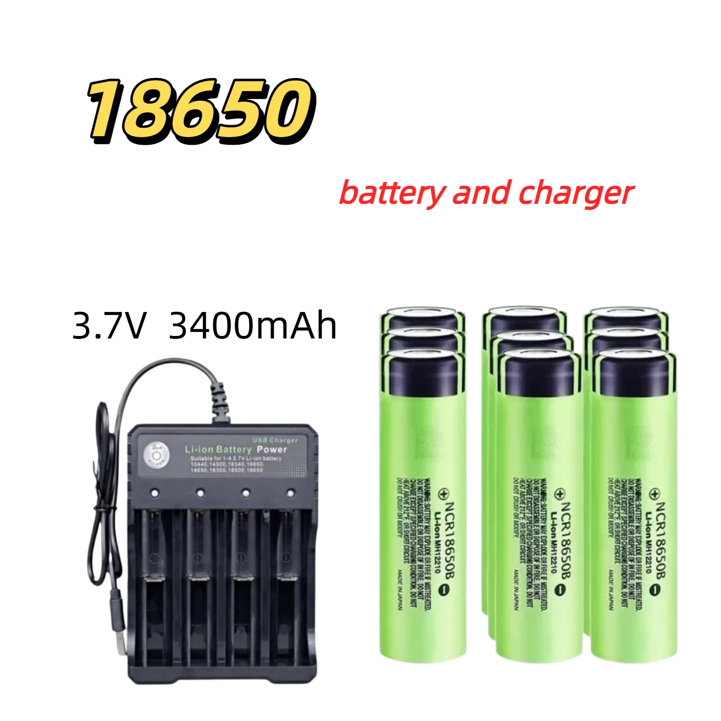 NCR18650B 3.7V 3400mAh Rechargeable 18650 Battery 4-20PCS For Flashlight USB Charger