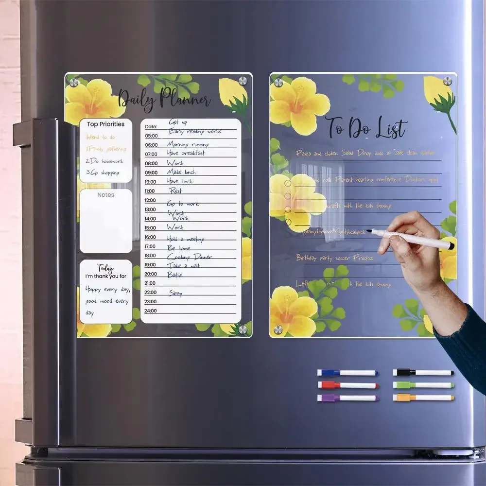 Transparent Acrylic Magnetic Refrigerator Sticker, Weekly Schedule Fridge Magnet, Reusable Home Decor Refrigerator Magnets Gift