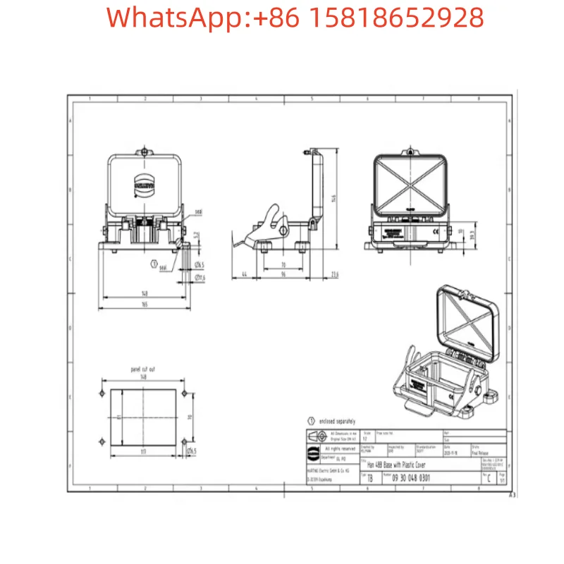 1 piece 09300480301 HARTING connector - mounting base with opening HAN-48B-agg-B-K original genuine product