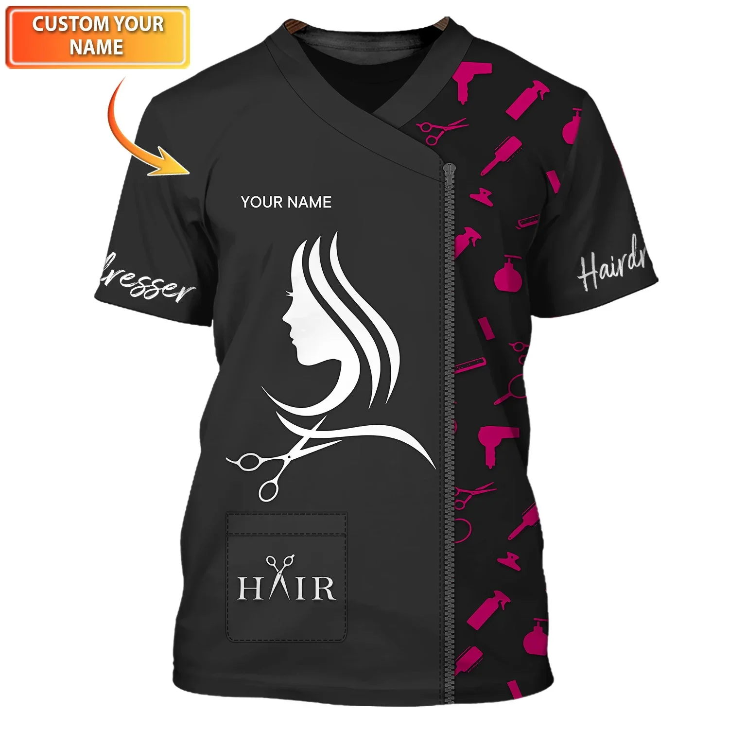 2023 Summer Mens t shirt Hairdresser Pesonalized 3D Printed Unisex Tshirt Hair Cut Shop Uniform Hairstylist Tools T-Shirt DW180