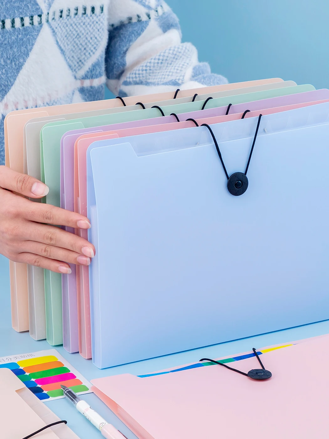 1PC Cute Transparent  Accordion File Folder for Students A4 Multi-Layer Storage Classification Pouch Organizational Tool