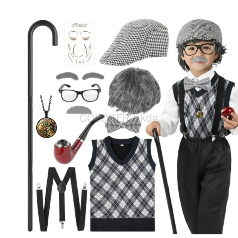 Halloween Festival Old Man Costume Accessories Set 100 Days of School Grandpa Accessories 1920s Men Gatsby Costume