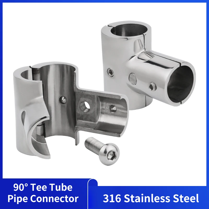 22/25mm Boat Hand Rail Fittings 90 Degree Marine 316 Stainless Steel Tee Corrosion Resistant Hand Rail Fitting