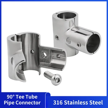 22/25mm Boot Handrail Fittings 90 Graden Marine 316 Rvs Tee Corrosiebestendig Handrail Fitting