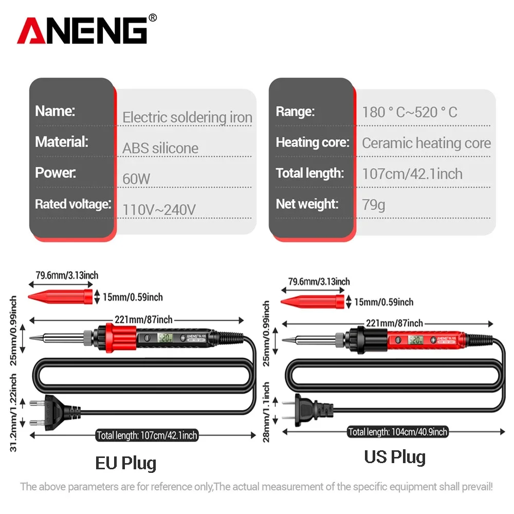 ANENG SL105 Digital Electric Soldering Iron kit Adjustable Temperature Welding Tool Portable Electrocautery Station 110V/220V