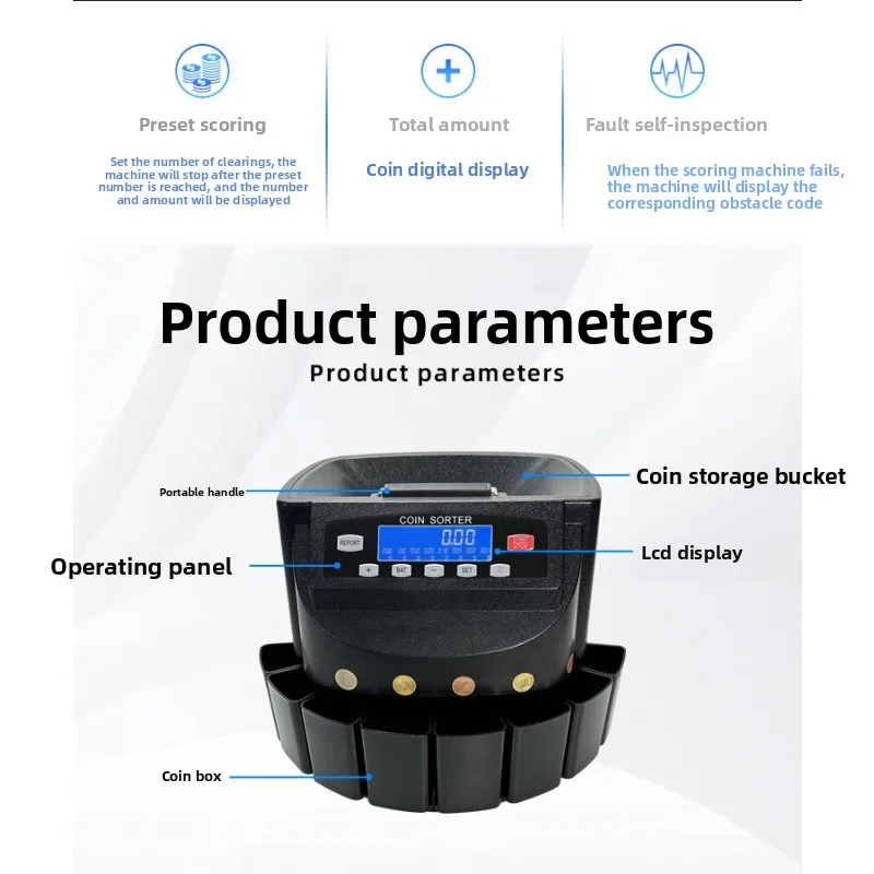 Coin Sorter, Multinational Coin Counting Machine, Foreign Currency Counting Machine