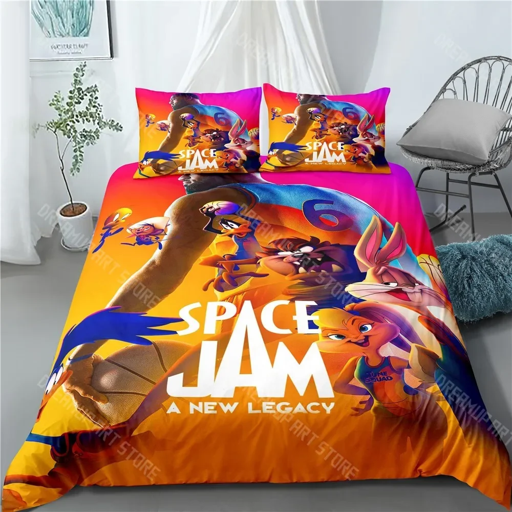 

Аниме Space Jam пододеяльник наволочка комплект постельного белья для взрослых мальчиков и девочек украшение для спальни детский подарок одинарный двойной большой размер