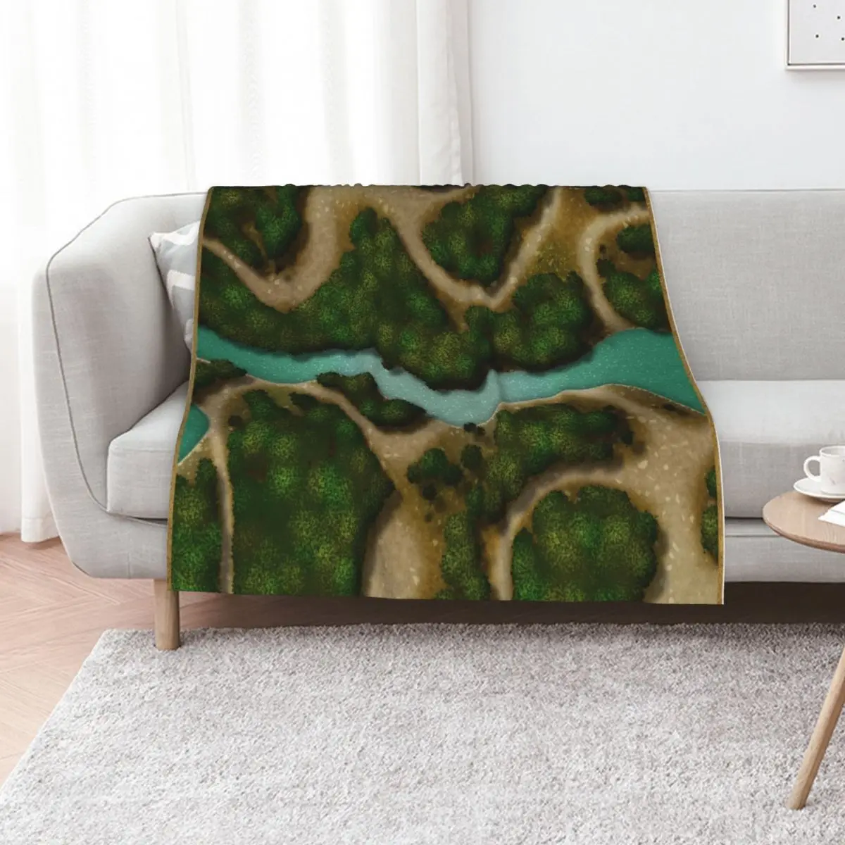 Forest Trails and Stream 002 Battle Map for Table Top RPG Miniatures Throw Blanket Summer bed plaid for sofa Blankets