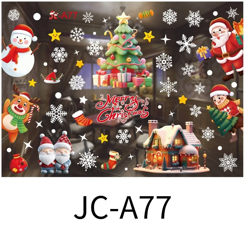 Snowflake Old Man Colored Christmas Window Sticker PVC New Year Festival Party Sticker Merry Christmas Theme