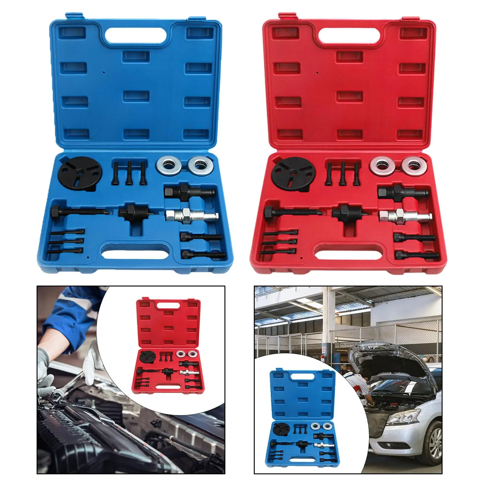 A/C Compressor Clutch Rebuild Removal Tool Set Comprehensive Clutch Puller Organized Tool Set for Vehicles Air Conditioning