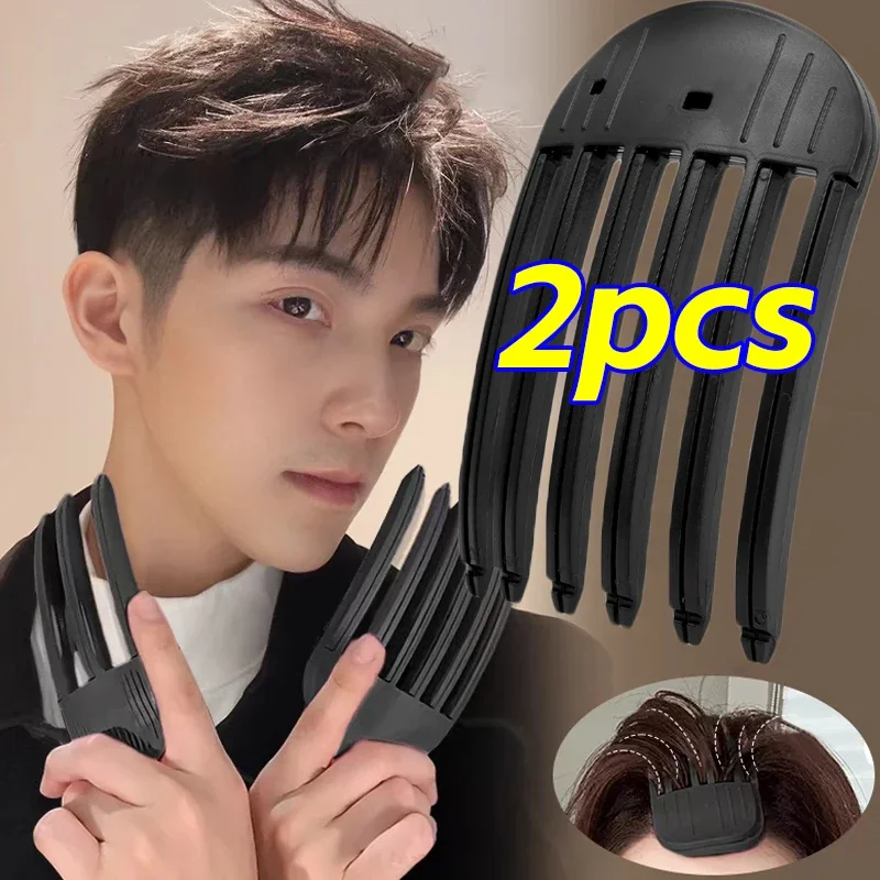 1-2pcs Black Fluffy Hairpin Curling Bangs Clips Curling Fixed Shape High-arched Styling Tools Lazy Wind Sculpting Combs