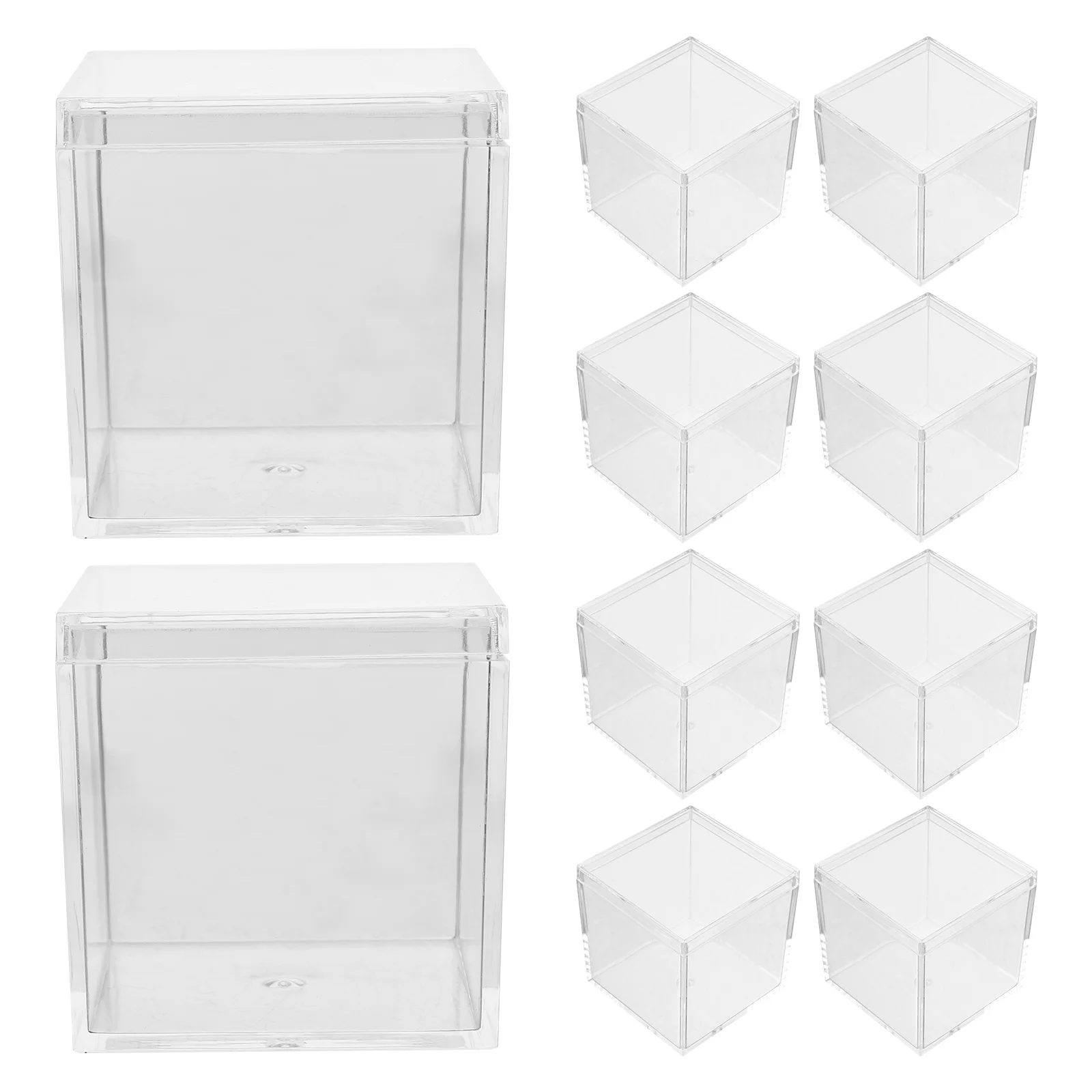 10 Pcs Transparent Plastic Box Specimen Storage Case Container Square Display Mineral Boxes Acrylic