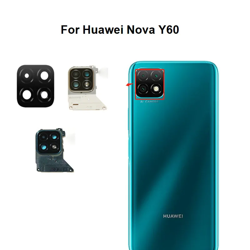 Lentille en verre de la caméra arrière Huawei Nova Y60, cadre adhésif, autocollant, colle