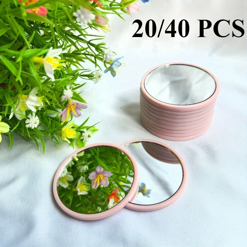 20/40pcs Round Handheld Mirrors Set Plastic Frame Travel Small Portable Makeup Mirrors Women's Valentine's Day Gifts Decorative