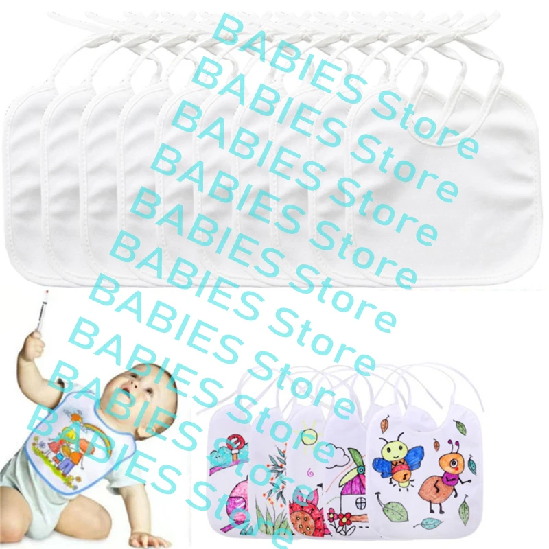 

Pack of 10pcs White Cotton Baby Bibs for Painting DIY Sublimation Blank Burp Cloths Infant Shower Gift for Boys Girls