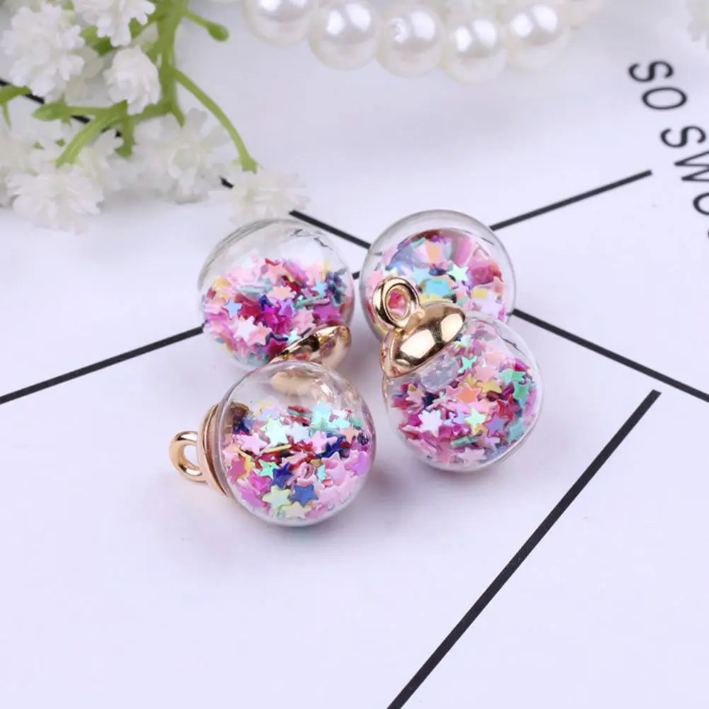 

50Pcs 16mm Sequins Star Glitter Glass Ball Pendants DIY Jewelry Making Charms Earrings Hair Accessories Glass Ball Pendant