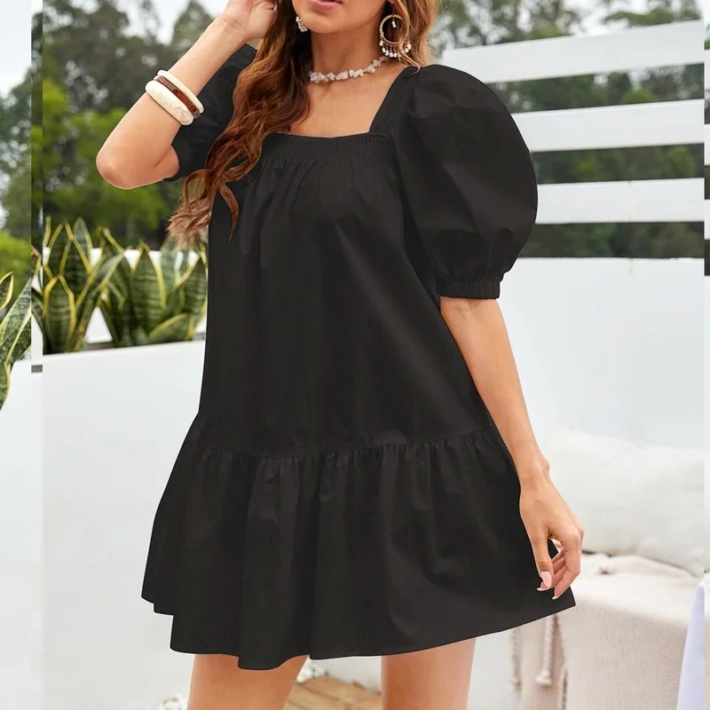 Sommer Kleider Frau 2023 Onkogene Vintage Kleid Land Stil Puff Hülse Baumwolle Lose Mini Rock Vestidos Elegantes Para Muje