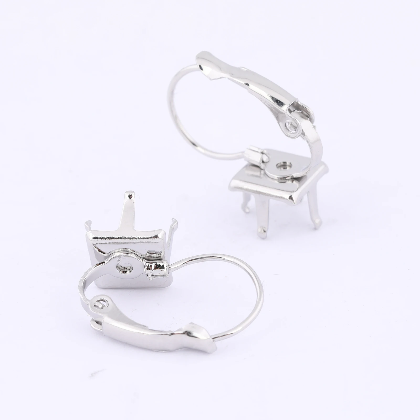 10pcs Stainless Steel Leverback Earring Bezel Setting Blanks Claw For 6mm Bead Stones Diy Jewelry Making Findings