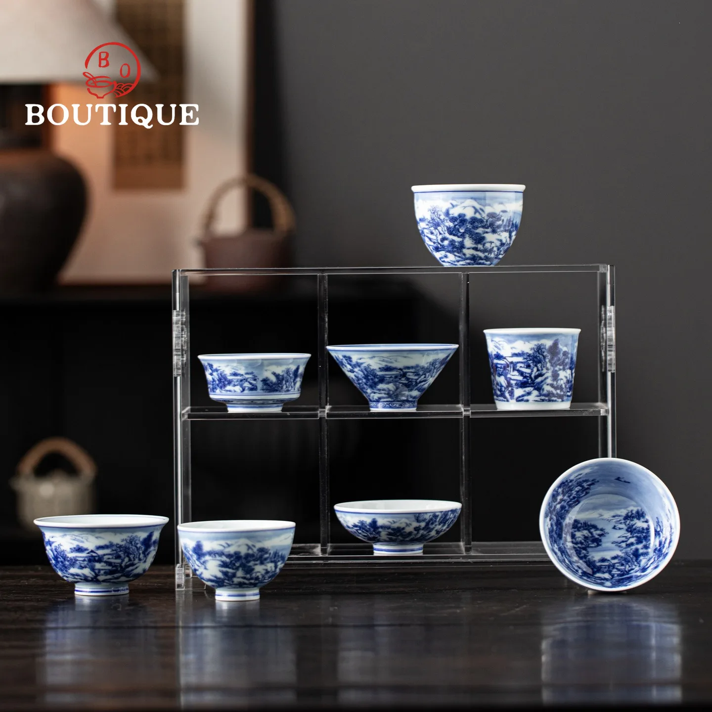 Chinese Blue White Ceramic Tea Cup Vintage Cups Teacups Kung Fu Teacup Puera Set Unusual Bowl Beautiful Pottery Jianzhan Tool