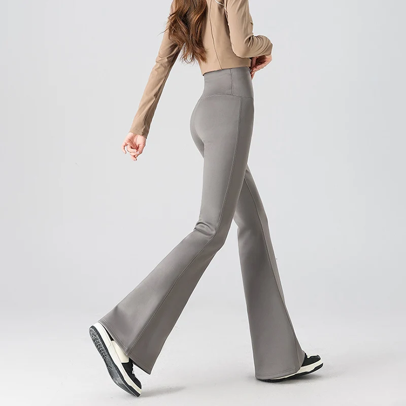 

Sexy Waist Cinched Hip Lifting Flared Pants Fleece Warm Casual Sports Yoga Pants Women Stretch Slimming Running Pilates Leggings