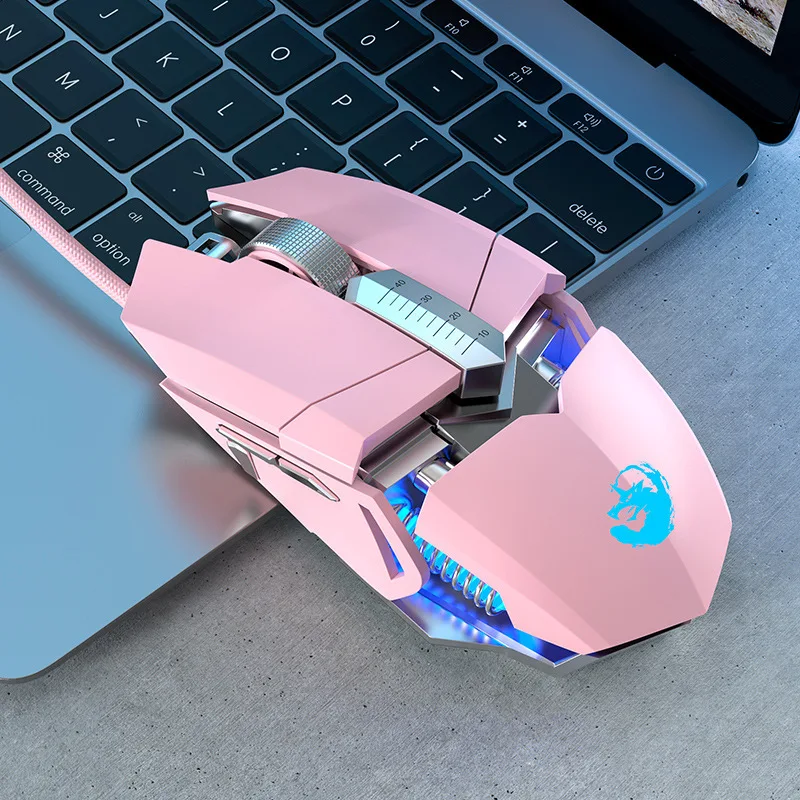 Roze 2.4Ghz Bedrade Muis Resolutie Vijf-Speed Verstelbare DPI5600 Muis 6-Knop Optische Muis Voor Desktop Laptop