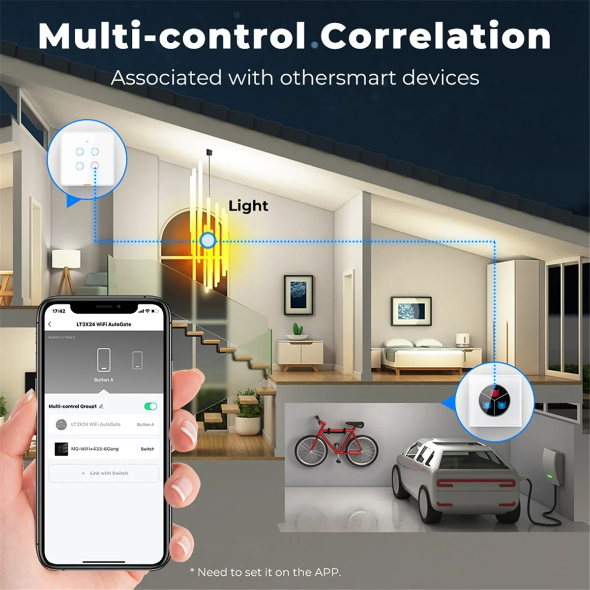Interruttore WiFi remoto per apertura porta garage wireless BISM1 controllato universale da smartphone per apricancello automatico