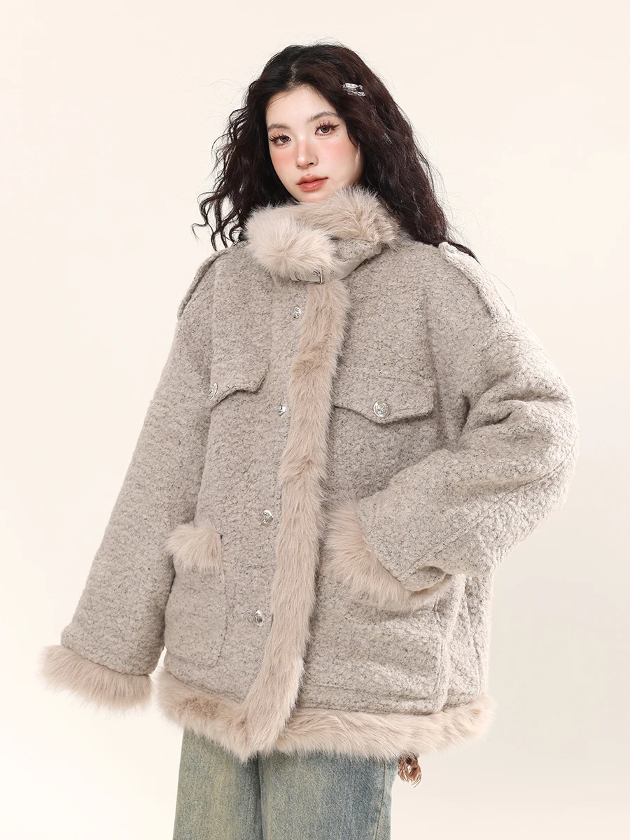 

Новое зимнее тяжелое пальто свободного покроя из хлопка, женское модное уличное пальто с воротником-стойкой и застежкой-молнией