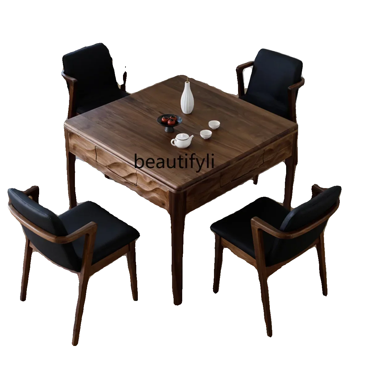

B6 Solid Wood Mahjong Table Dining Table Dual-Purpose in One Black Walnut Automatic Mahjong Machine Mute