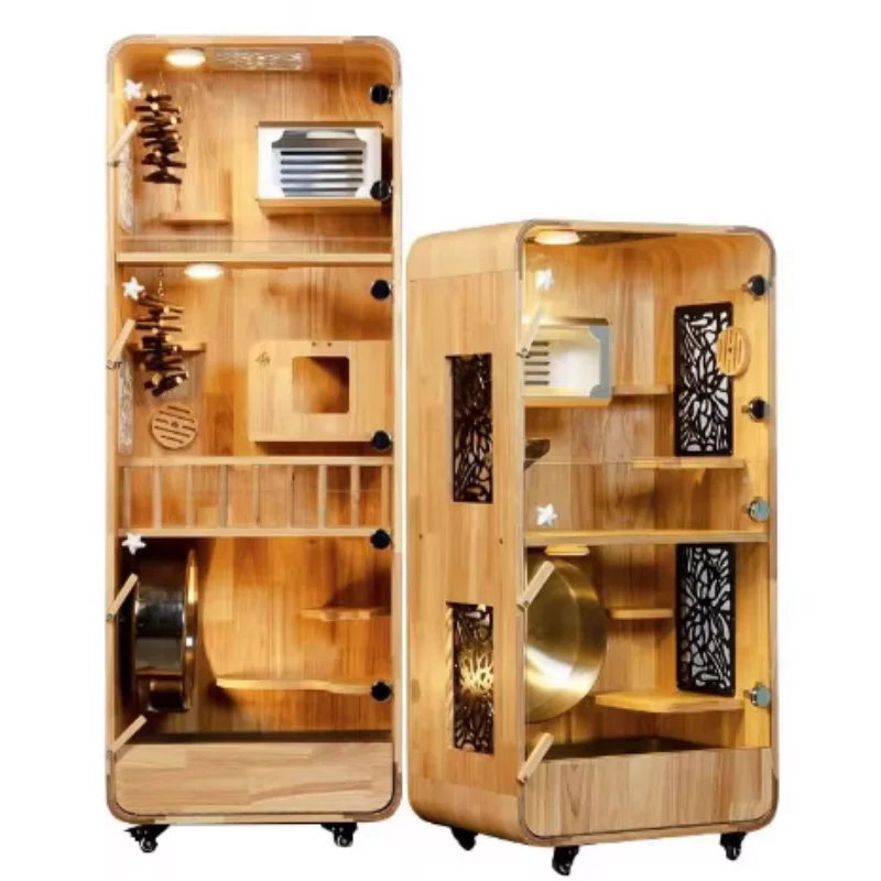 

Клетка для шкафа для шиншиллы, клетка для виллы из массива дуба для домашних животных, клетка для шкафа, охлаждение ледяного гнезда из алюминиевого сплава