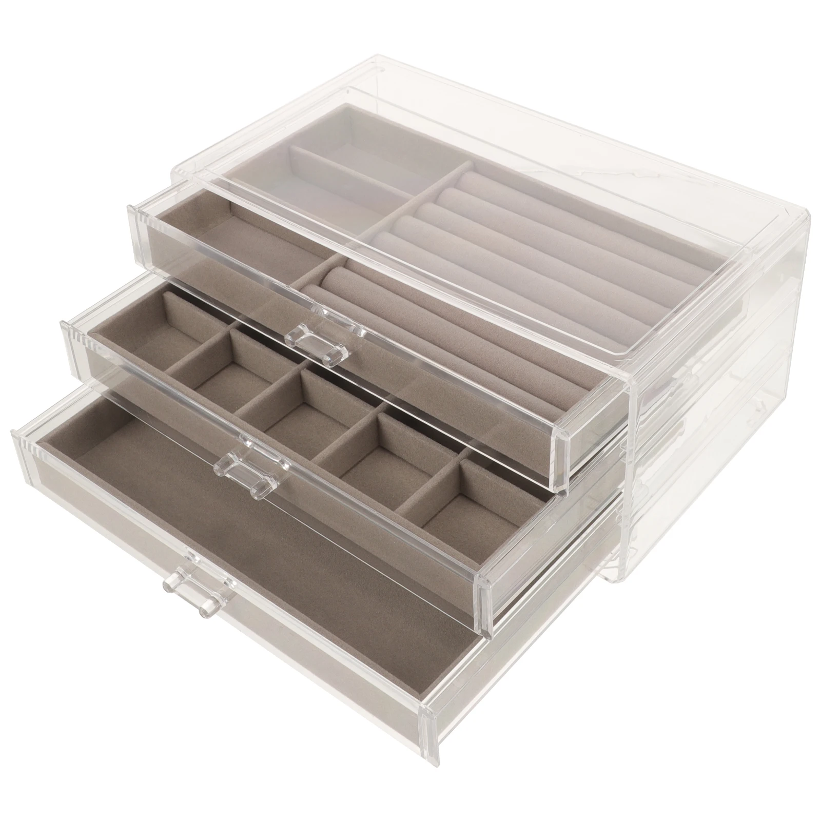 

Multilayer Jewelry Box Desktop Storage Organizer Earring Holder Drawer Cabinet For Bedroom Office Retail Store Decoration