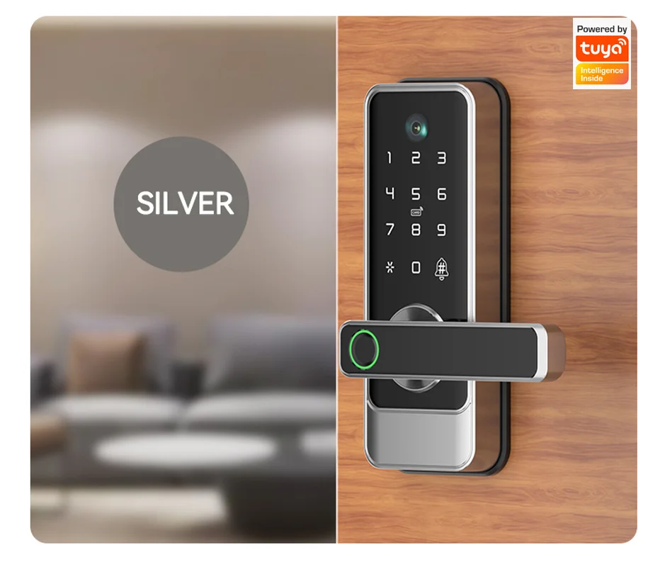 

Single latch Peephole Camera Smart door lock Fingerprint Password keypad tuya wifi remotely unlock Electronic Digital door lock