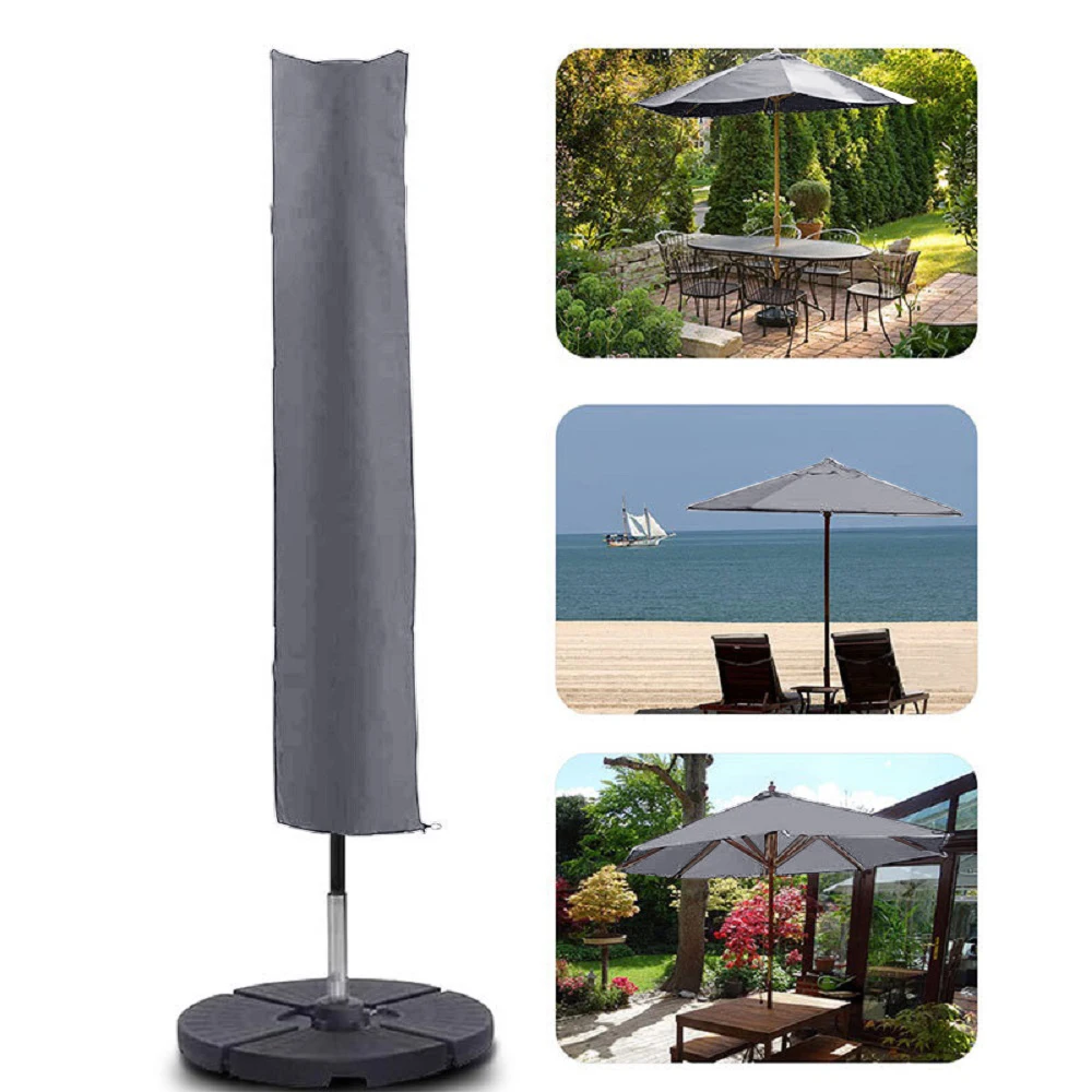 

1pc Patio Umbrella Parasol Cover - 600D Waterproof Outdoor Market Umbrella Cover - Fits Market Umbrella Up to 12 Feet