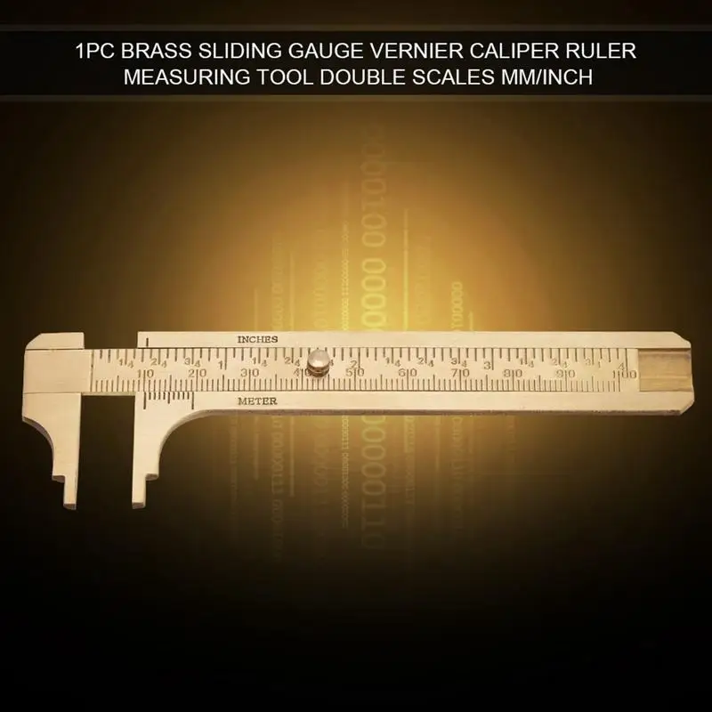 Brass Vernier Caliper Precision Pocket Ruler Flat Caliper Bead Measuring Tool Brass Ruler -Scale Design For Bead Wire Jewelry