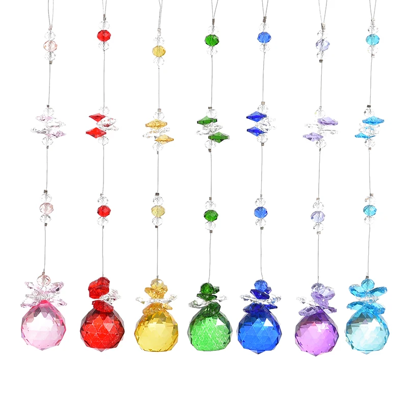 

7PCS Crystal Ball Prism Sun Shine Catcher Rainbow Pendants Maker, Hanging Crystals Prisms for Windows, for Feng Shui, for Gift