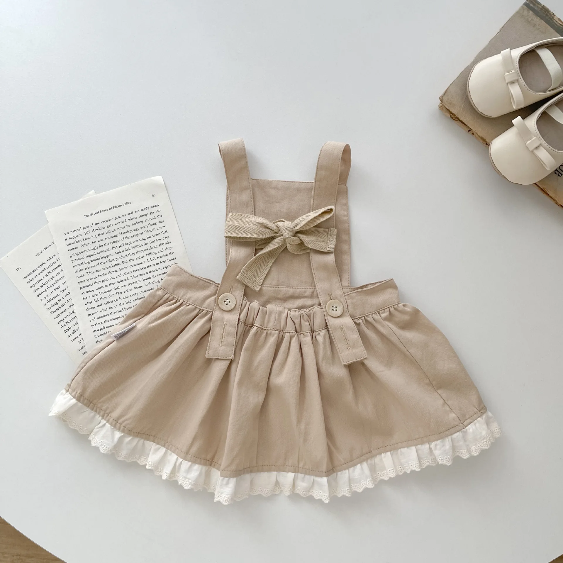 2023 Spring and Autumn New Infant Lace Vest Dress Girl Baby Pockets Blouse Dress