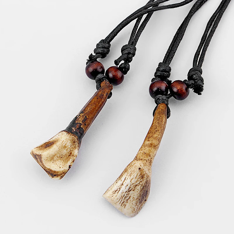 12pcs/lot Vintage Tribal Amulet Big Real Tooth Resin Pendant Necklace Fashion Charms Necklaces Unisex Jewelry Choker Wholesale