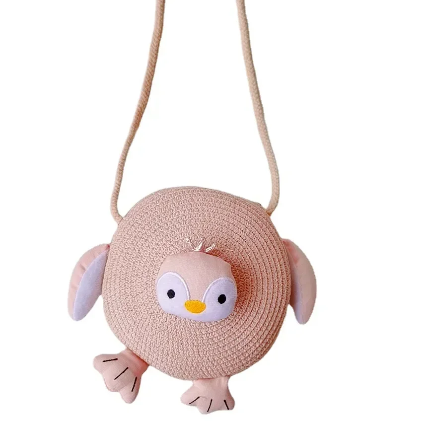 2023 Children's Messenger Bag Korean Version New Summer Straw Woven Bag Cute Girls' Cartoon Bag Crossbody Bags for Kids