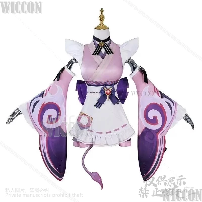 Yumatisuki Mizuki juego Genshin Impact disfraz de Cosplay vestido rosa púrpura peluca Lolita chica mujer Halloween Navidad Cos personalizado