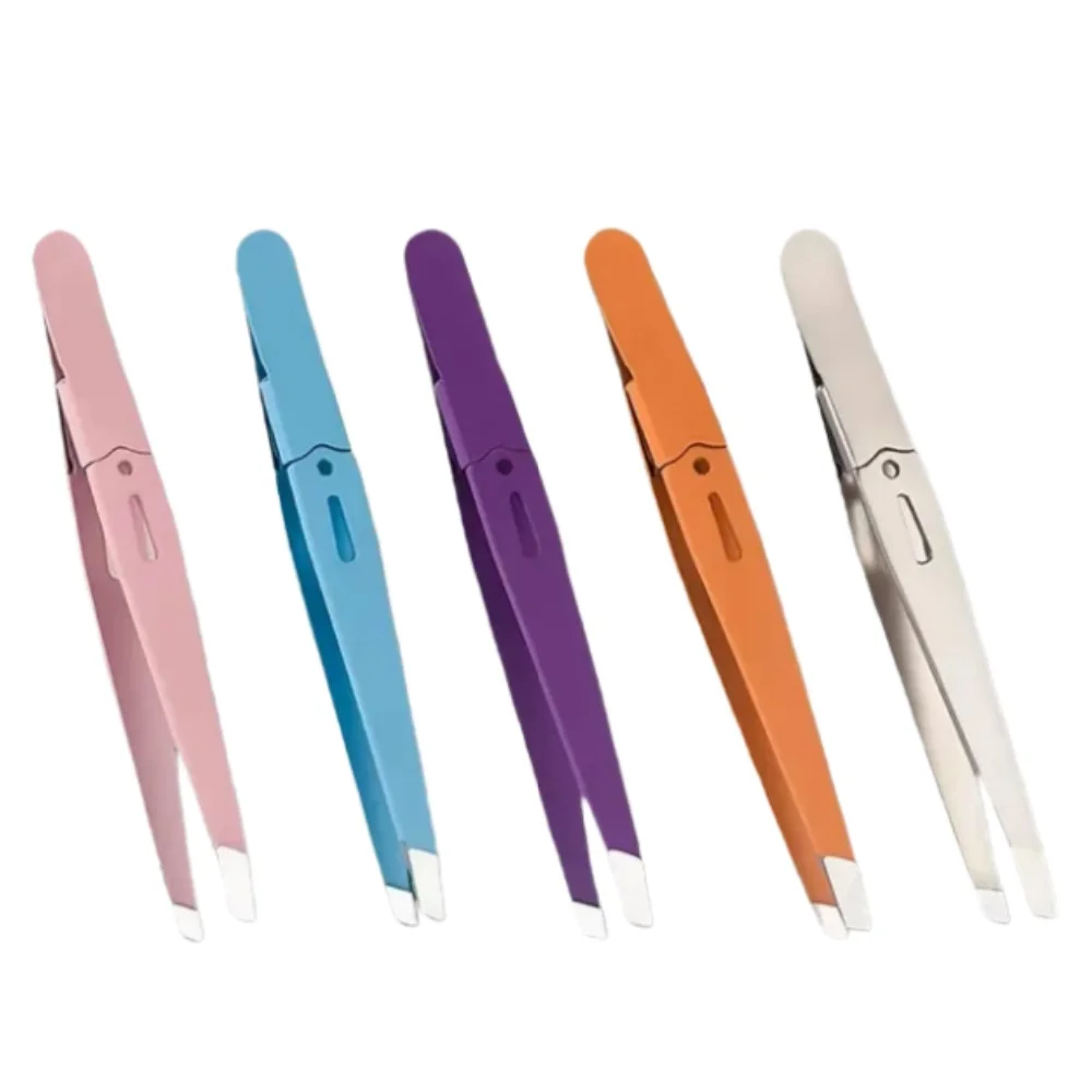 186-- 眉毛ピンセットカラフルな髪の美しさ細い毛プラーステンレス鋼斜め眉毛クリップ除去メイクアップツール