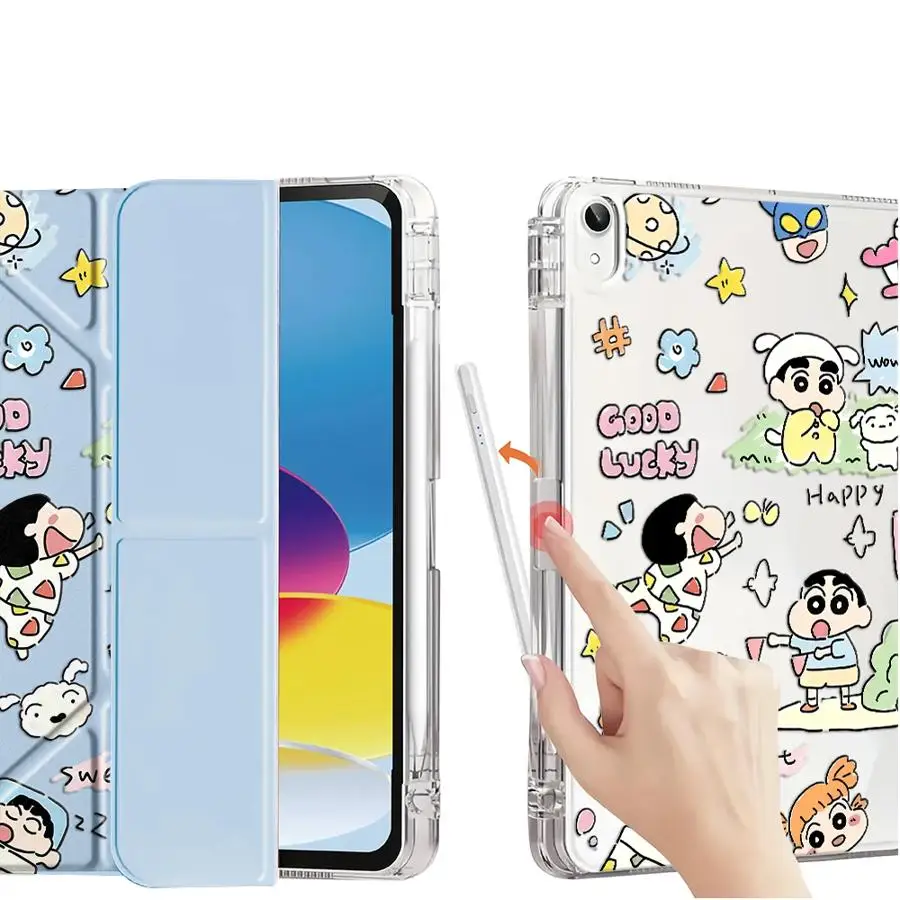 Tablet Case For iPad Mini 6 7 Pro 11th 10th 9th 8th 7th 12.9inch Pro 2025 Air 4 5 M3 M2 M4 11inch Holder Cover Y-Fold Crayon