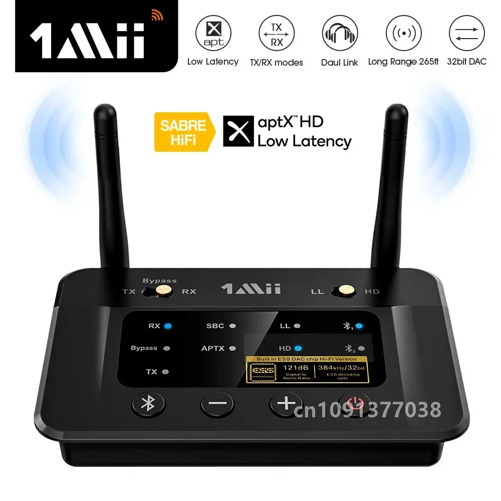 1Mii B03Pro Bluetooth 5.0 Transmitter Receiver aptX LL HD CSR8675 HiFi 32bit DAC 3.5mm Aux Bluetooth Adapter for TV PC Headphone